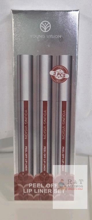 3 NEW Young Vision Peel-Off Lip Liner Set, 3 Pieces, Waterproof Matte, 0.10 fl oz Each,