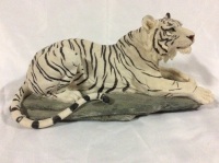 Snow Tiger Statuette Resin 16 inches long