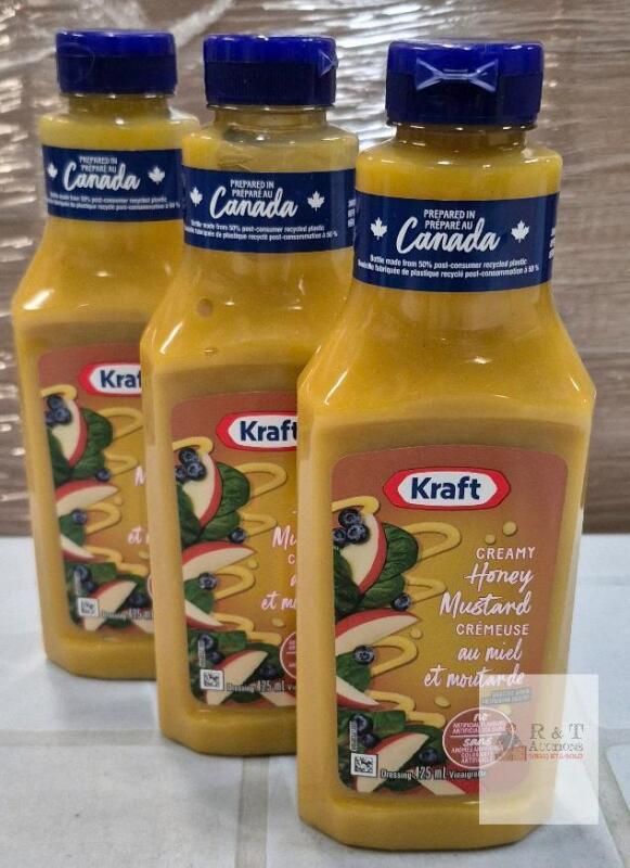 (BB 2026 AL 22) 3 New Kraft Creamy Honey Mustard Dressing 425mL