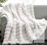 New Cozy Bliss Faux Fur Throw Blanket for Couch, Fuzzy Soft Plush Thick Bubble Blanket for Sofa Bedroom Living Room (Cream White, Throw(50" x 60"))