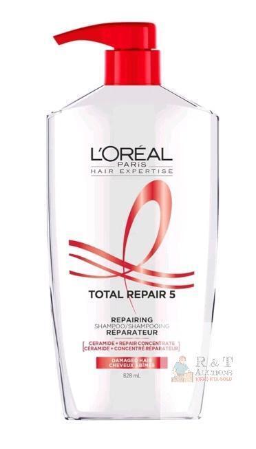 New - L&rsquo;Or&eacute;al Paris Hair Expertise Total Repair 5 Shampoo for Dry and Damaged Hair, With Keratin XS Technology to Repair Split Ends and Restore Strength Bond, 828ml