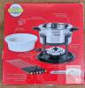 Starfrit 3-in-1 Fondue Set, 12-Piece, Stainless Steel Pot, Ceramic Bowl, Adjustable Safety Burner - 3