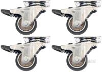 New GBL TPR-50mm Swivel Caster Wheels with Dual Locking Brake, Set of 4, 2" (50mm), 110 lbs Each - Model TPR-50mm