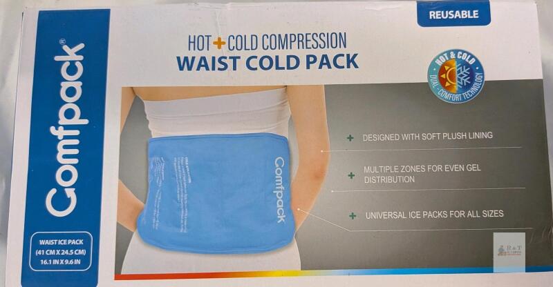 Comfpack Hot + Cold Compression Waist Ice Pack &ndash; 16.1"x9.6", Soft Lining, Dual Therapy, Reusable