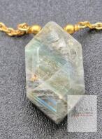 New SUNSHINE GEMS Labradorite Pendant Necklace, Hexagonal Freeform, 18" Chain, magnetic Lobster Clasp