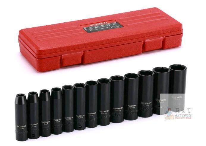 NEW Casoman CS257 13-Piece 3/8-Inch Drive Deep Impact Socket Set, 7mm&ndash;19mm, with Storage Case