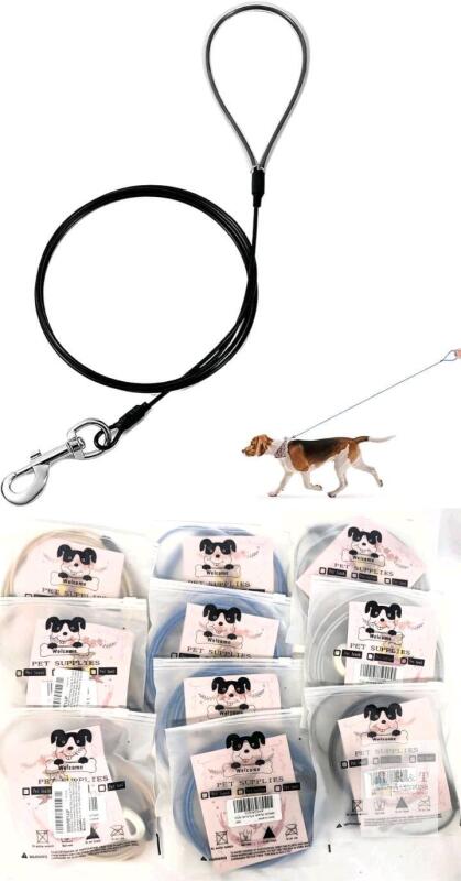 10 New DDSColour Chew-Proof Braided 5-6ft Dog Leashes, Assorted Colours, Coated Metal Cable, Great For Medium-Large Size Breeds & Teething Puppies
