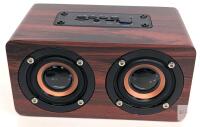 As-New Wireless Bluetooth Retro Wood Grain Stereo l, Deep Bass, Portable Speaker - Needs Micro USB Charging Cable (Not Included)
