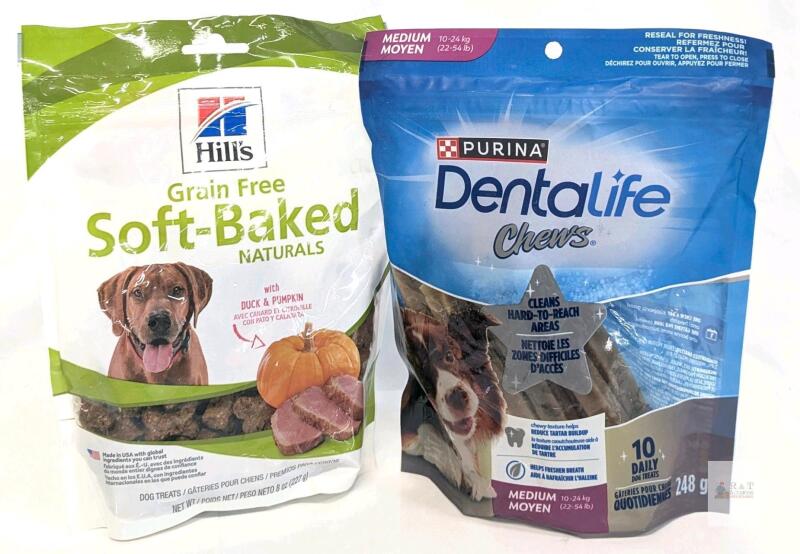 [bb 11/2025 - 11/2016] Purina Dentalife Chews For Med Size Dogs (10 Daily Treats, 248g) & Hill's Grain Feee Soft-Baked Duck & Pumpkin Dog Treats (227g)