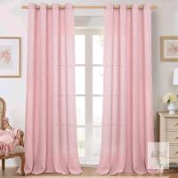 New YoungsTex Pink Linen Curtains 84 Inches Long for Living Room Bedroom Grommet Top Light Filtering Privacy Linen Textured Window Semi Sheer Drapes, 2 Panels, 52x84 Inch