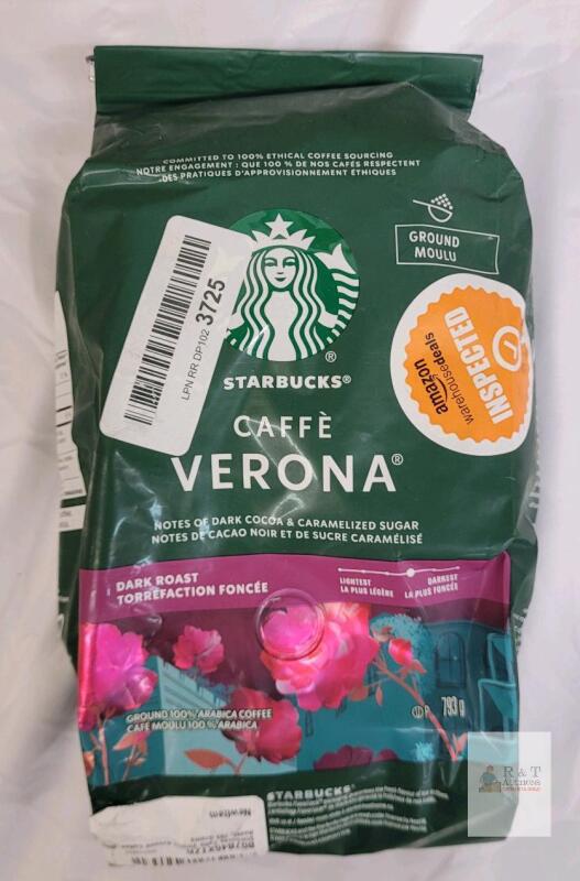 [BB 2026 AL 14] Starbucks Caffe` Verone Dark Roast Ground Coffee , 793g Bag .
