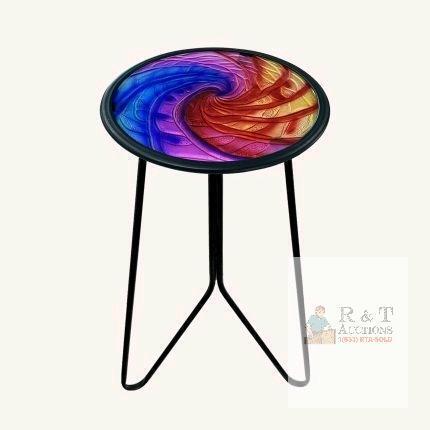 New LIFFY Patio Side Tables,12" Indoor Outdoor Metal Side Table with Glass Tabletop,Round Decorative Plant Stand & Accent Table for Garden, Yard, Balcony, Backyard, Porch