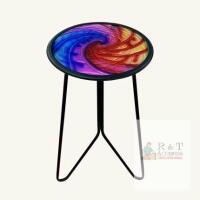 New LIFFY Patio Side Tables,12" Indoor Outdoor Metal Side Table with Glass Tabletop,Round Decorative Plant Stand & Accent Table for Garden, Yard, Balcony, Backyard, Porch