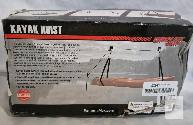 New Extreme Max 3004.0204 Kayak / Canoe / Bike / Ladder Hoist & Lift for Storage in Shop or Garage - 120 lb. Capacity