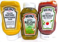 Heinz Ketchup, Yellow Mustard, Sweet Relish 375ml Squeeze Bottles, Lot of 3, Sealed, Expiry 2026