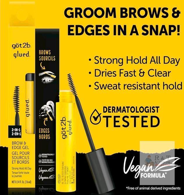 New Got2b Glued 2in1 Brows & Edges Gel, 16ml, All-Day Hold, Dermatologist Tested, Vegan Formula, For Eyebrows and Edges