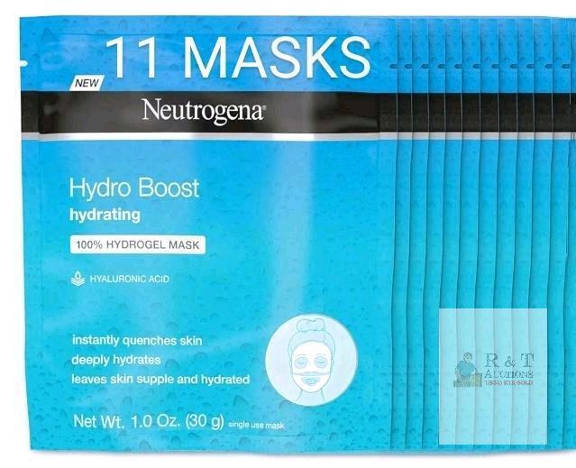 New 11-Pack NEUTROGENA Hydro Boost Moisturizing & Hydrating 100% Hydrogel Face Mask Sheet with Hyaluronic Acid 30g ea