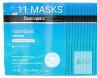 New 11-Pack NEUTROGENA Hydro Boost Moisturizing & Hydrating 100% Hydrogel Face Mask Sheet with Hyaluronic Acid 30g ea