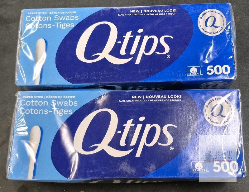 2 New Packs Q-tips 500 Count 100% Cotton Swabs, Paper Sticks, Double-Tipped, UPC 065686913719