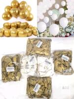 300 New 12" Gold / White Balloons, 50 Per Pack, 7 Packs, For Birthdays, Graduation, Weddings, Baby Showers, Celebrations + More