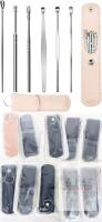 10 New Lieudage 6-Packs Stainless Steel Earwax Pick Ear Wax Removal Kit Innovative Spring Spoon Ear Wax Cleaner Curette Ear Remover Tool with Storage PU Leather Pouch (Assorted Colours)