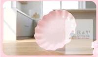 NEW 12-Piece Pink Scalloped Melamine Dessert/Salad Plates, 7.5" Diameter, Glossy Finish
