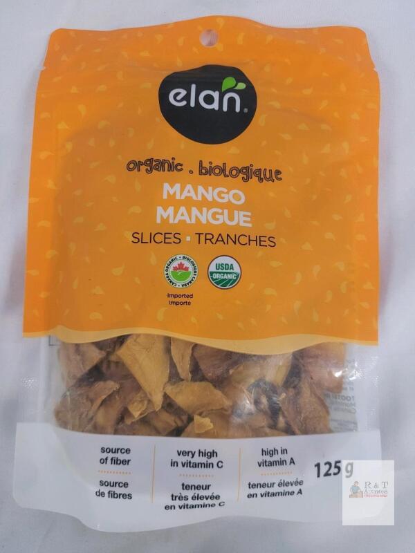 Elan Organic Mango Slices 125g, Gluten-Free, Vegan, Non-GMO, No Added Sugar, Resealable Pouch