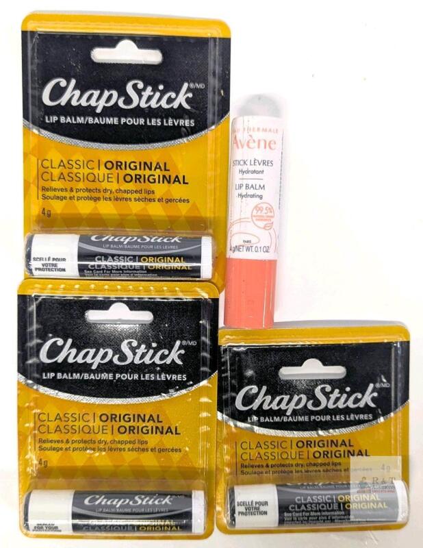 3 New Chapstick Classic Original Lip Balm (4g ea) & AV&Egrave;NE Hydrating Lip Balm 4g (exp 03/2028)