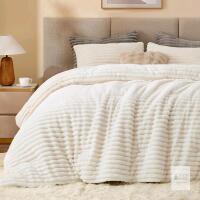New Queen Size BEDELITE Fleece Queen Comforter Set -Super Soft & Warm Fluffy White Bedding, Luxury Fuzzy Heavy Bed Set for Winter with 2 Pillow Cases