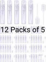 12 New Packs of 5 5ml Refillable Travel Spray Bottle Frosted Slim Body Perfume Atomizer Pocket Mini Fine Mist Spritzer Bottle Empty Liquid Pump Spray bottle for Sanitizer Hair Face Makeup Home Cleaning Plant w/ Fillers