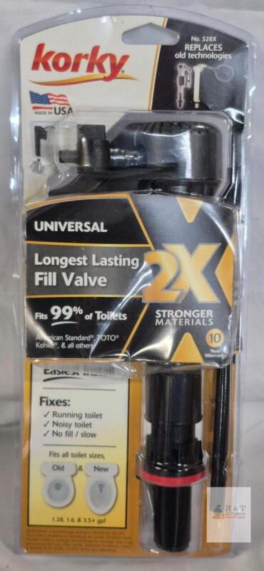 Korky 528X Universal Toilet Fill Valve, Adjustable 8.5"-14", Fits 99% Toilets, 10-Year Warranty