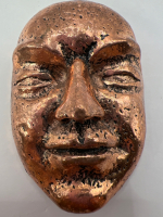 Striking Hammered Copper Portrait Sculpture Pendant