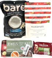 [bb 05/2026 - 01/2027] New Premium Snacks : Jewels Under the Kilt Chipotle Pecans (115g), Handfuel Sweet Chilli Almonds Cashews Pecans 150g, Bare Coconut Chips 94g, King Oscar Brisling Sardines in Oil 106g