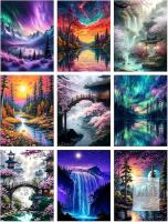 New 9 Pack Diamond Painting Kits for Adults, 5D Landscape Diamond Art Painting Kits for Adults Beginner, Adult Diamond Art, DIY Aurora Full Drill Diamond Dots for Home Wall Decor 12X16 Inch