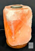 New Himalayan Pink Salt Lamp, Natural Rock Crystal With Warmer To Diffuse Essential Oil, Wooden Base Aroma Night Light, 6.5" Tall