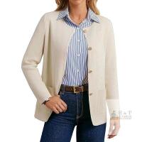 New Size XL Women's GRACE KARIN Sweater-Blazer in Ivory with Gold Button Details.