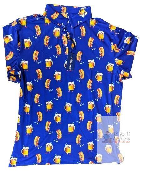 New Size XXL Men's UideaZone Golfing Beet & Brats (Hot Dogs) Polo / Golf Shirt, Super Soft & Stretchy, Moisture Wicking
