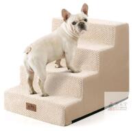 New - COZY KISS Dog Stairs for Small Dogs, 4 Tier Wider Pet Stairs for Couch and Beds, 17.7" H Non-Slip Dog Steps for Old Cats, Puppy, Small Medium Dogs, 17.7x23.6x17.7 inch, Beige
