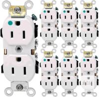 7 New Leviton 8200-OHW Hospital Grade Duplex Receptacle, 15A 125V, White, Self-Grounding, 4" Long