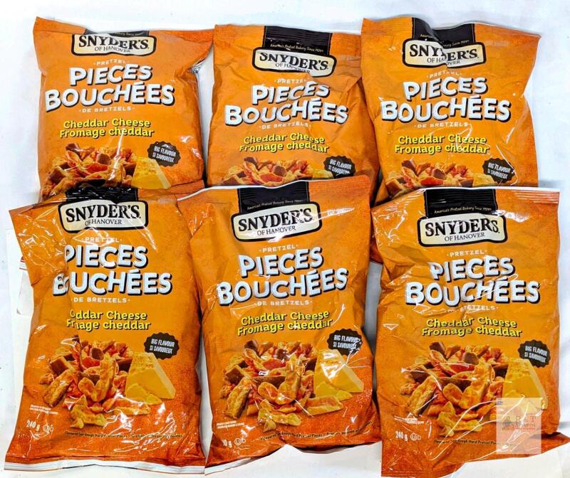 [exp 04/11/2016] 6 New SNYDER'S OF HANOVER Pretzel Pieces, Cheddar Cheese Flavor, Sourdough Hard Pretzel Pieces, 240g ea
