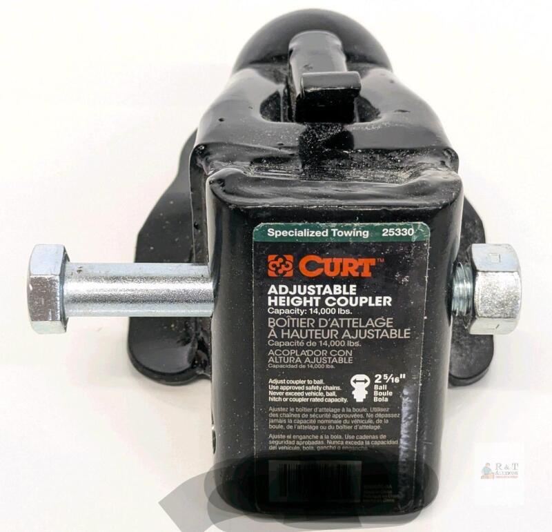 CURT 25330 Adjustable Height Trailer Coupler, 14,000 lbs, 2-5/16" Ball, Black, Bolt-On