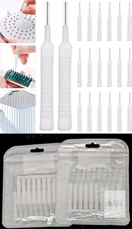 2 New Lieudage 20PCS Shower Head Nozzle Cleaning Brushes Gap Hole Anti-Clogging Cleaner Small Brushes Hole Pore Bottle Tube Pipe Nylon Bristle Cleaner Tool for Bathroom Home Supplies (40pcs Total)