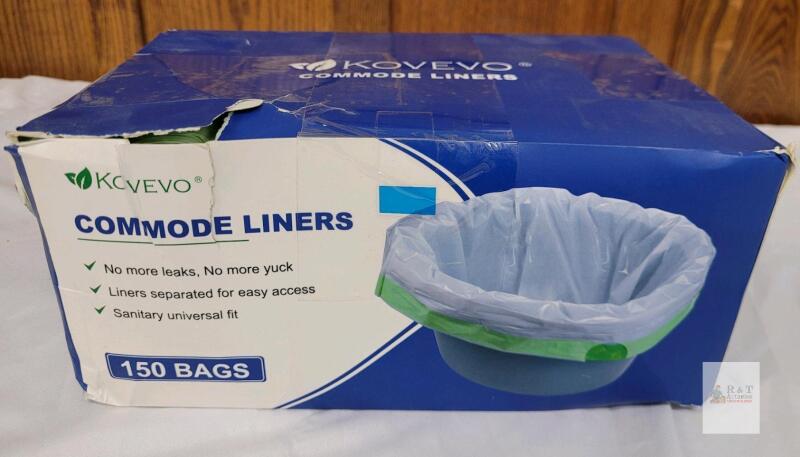 NEW Kovevo AYCL150 Disposable Commode Liners, 150 Count, 21x16 Inches, Leak-Proof with Absorbent Pads