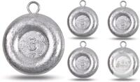 New 3oz - 5pc Disc Sinkers, Fishing Weights, Flat Coin Sinkers Fishing Tackle - 3oz Each