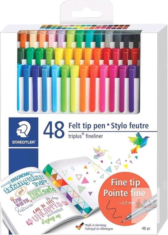 New STAEDTLER Triplus Fineliner Pens &ndash; 48-Color Set | Superfine 0.3mm Tip, Ergonomic Triangular Grip, Water-Based Ink, DRY SAFE Technology, No Bleed, Ideal for Writing, Drawing & Journaling