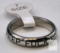 new Jude Jewelers 4mm Stainless Steel Motivational Mantra Ring, Size 7, Polished Silver Finish