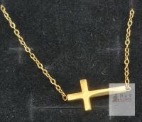 Jewigo Gold-Tone Stainless Steel Cross Necklace with 22" Cable Chain and Lobster Clasp