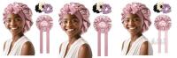 3 New AWAYTR 2 Layered Satin Bonnet for Women Tie Band Hair Bonnet for Sleeping Silk Sleeping Cap with 3PCS Hair Scrunchies<br/>