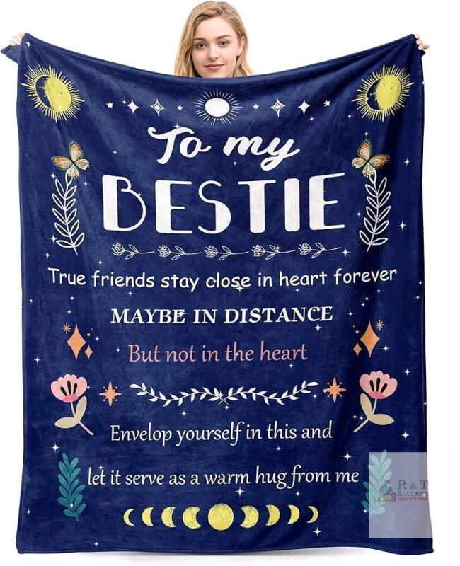 New To My Bestie Throw Blanket, Unique Celebration Blanket For The Best of Friends, Super Soft 60X50 Inches