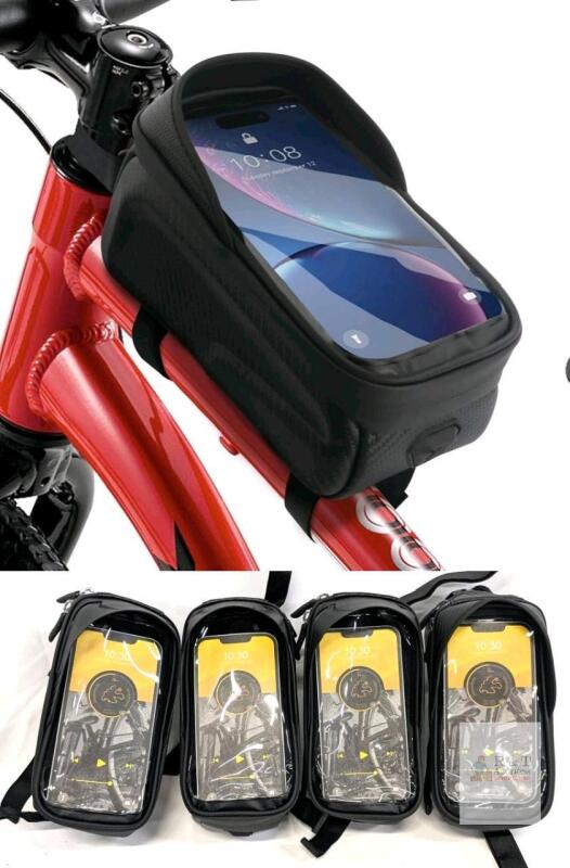 4 New Bike Phone Handlebar Bag Large Capacity Bike Phone Mount Bag for Front Frame Waterproof Sensitive Touch Screen & Sun Visor Bike Top Tube Bag Compatible with Phones 4.7'' to 6.8''